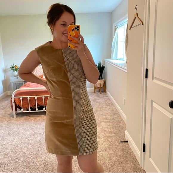 Stella McCartney Brown Plaid Velvet Bustier Mini Dress 42 Small - Picture 6 of 16